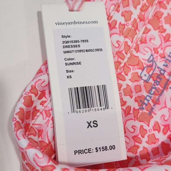 Vineyard Vines NWT Sankaty Striped‎ Margo Dress XS Pink White Long Sleeve UPF 50 - Picture 3 of 9